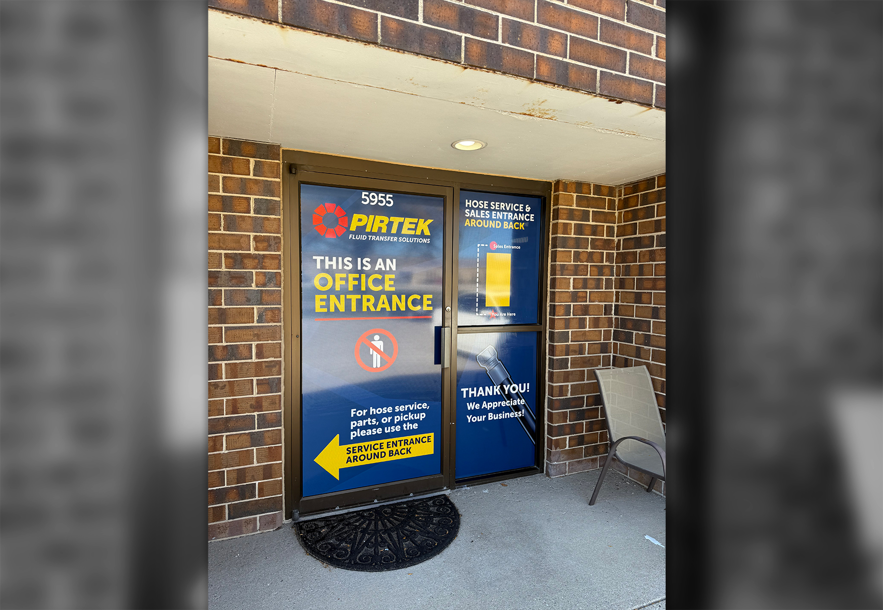 Pirtek wisconsin Storefront graphics perforated window film